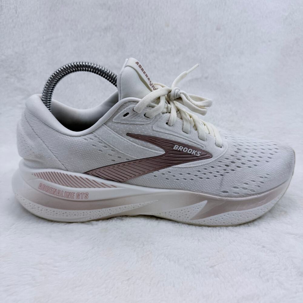 Brooks Adrenaline GTS 24 Womens White Rose Gold Running Shoes Size 8 US Sneakers